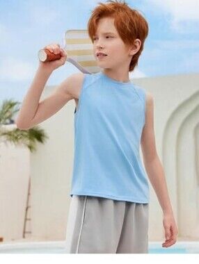Boys Tank Top Athletic Sleeveless Crewneck T-Shirts Kids Blue